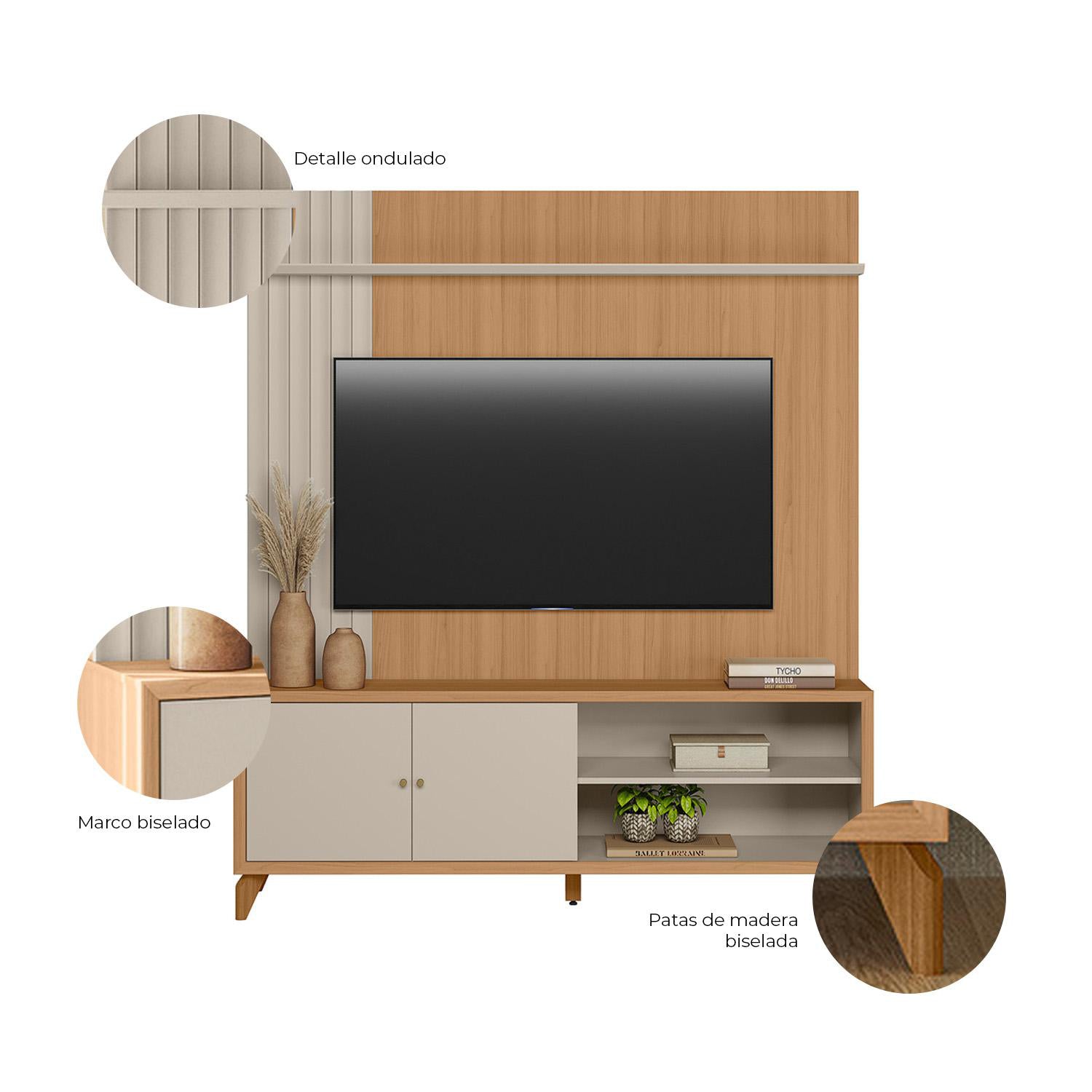 Centro De Entretenimiento 162X187X39 Valencia Natural, Off White