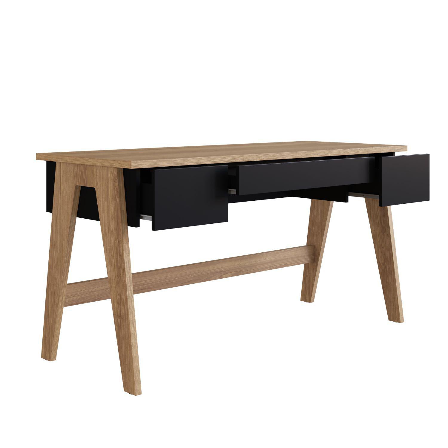 Escritorio Belga  Natural, Negro 150X77X60