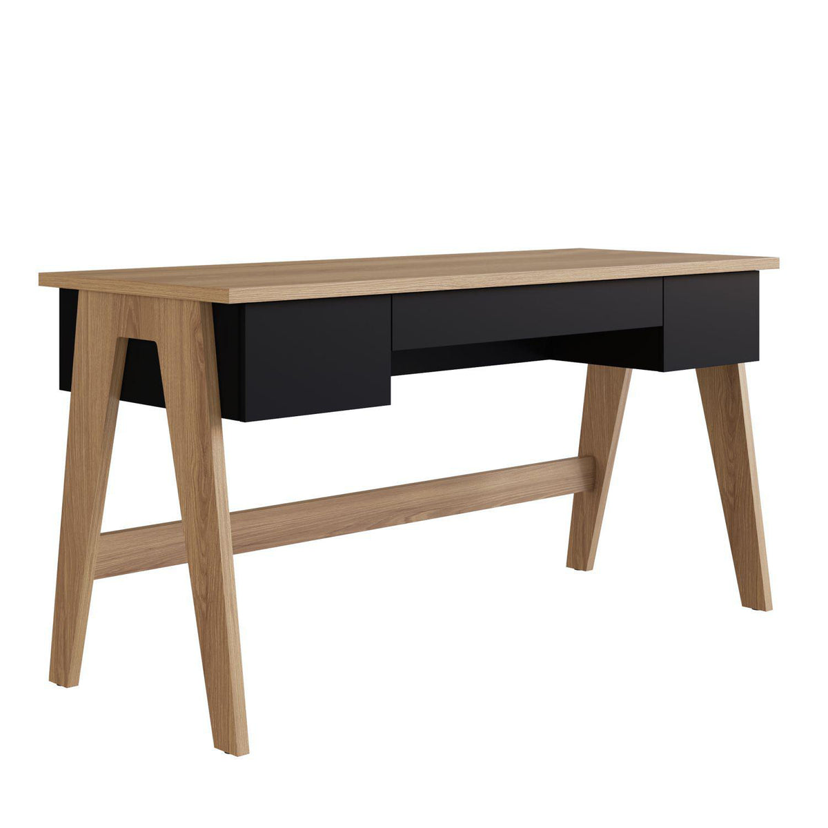 Escritorio Belga  Natural, Negro 150X77X60