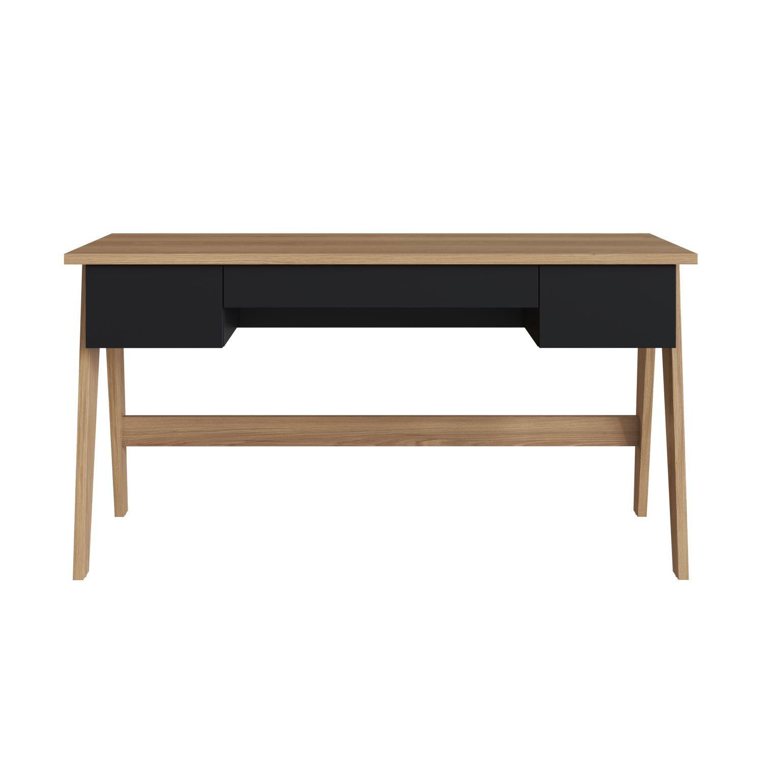 Escritorio Belga  Natural, Negro 150X77X60