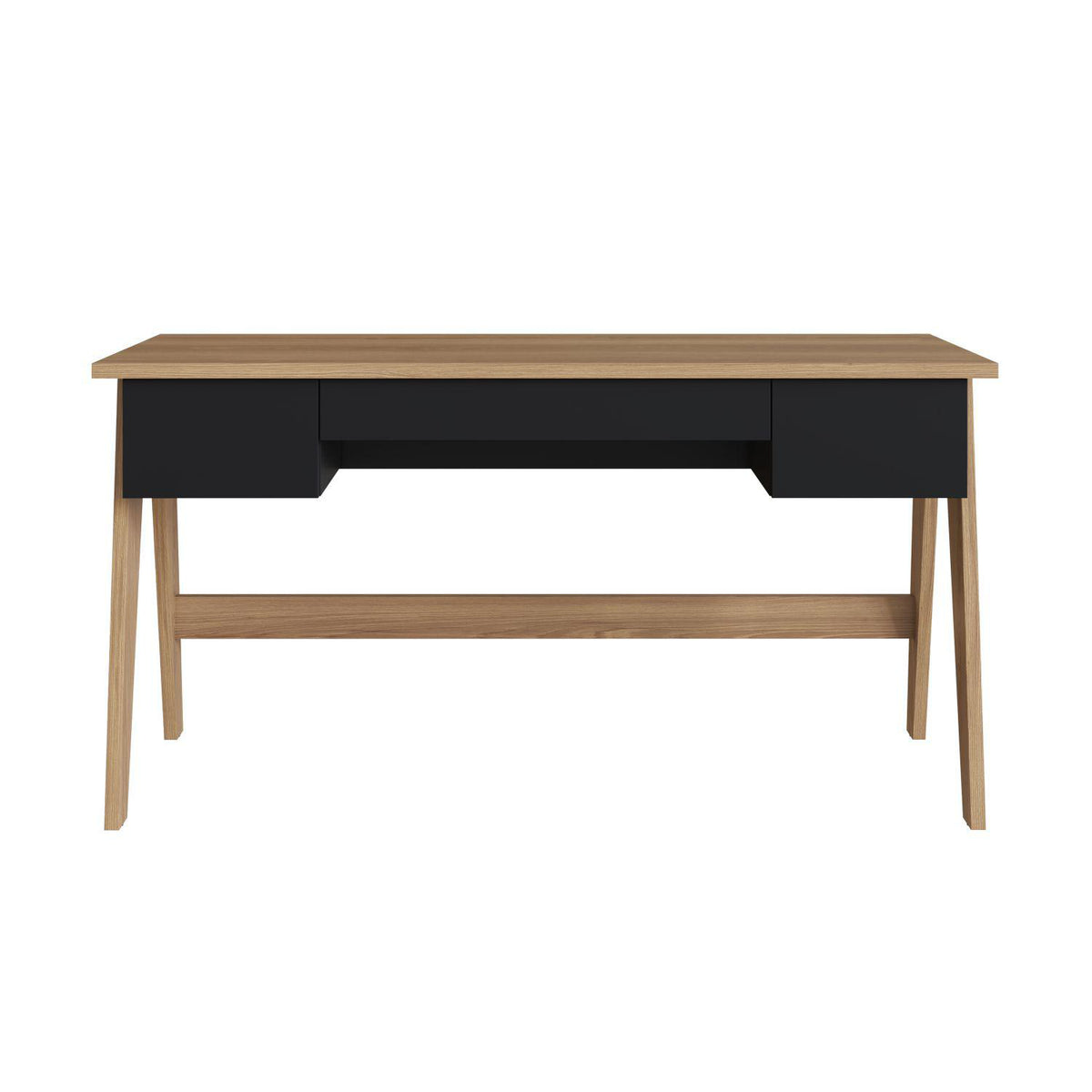 Escritorio Belga  Natural, Negro 150X77X60
