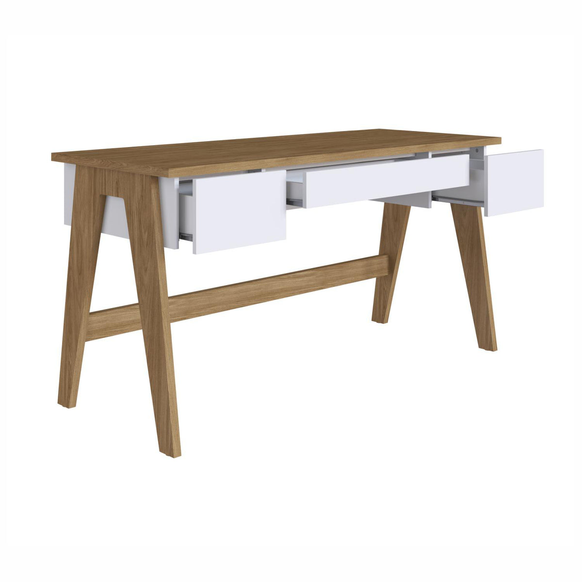 Escritorio Belga  Natural, Blanco 150X77X60