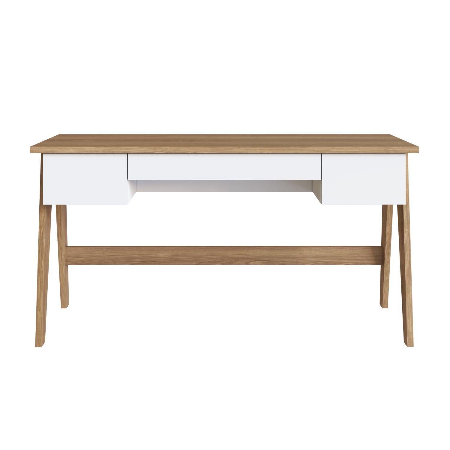 Escritorio Belga  Natural, Blanco 150X77X60