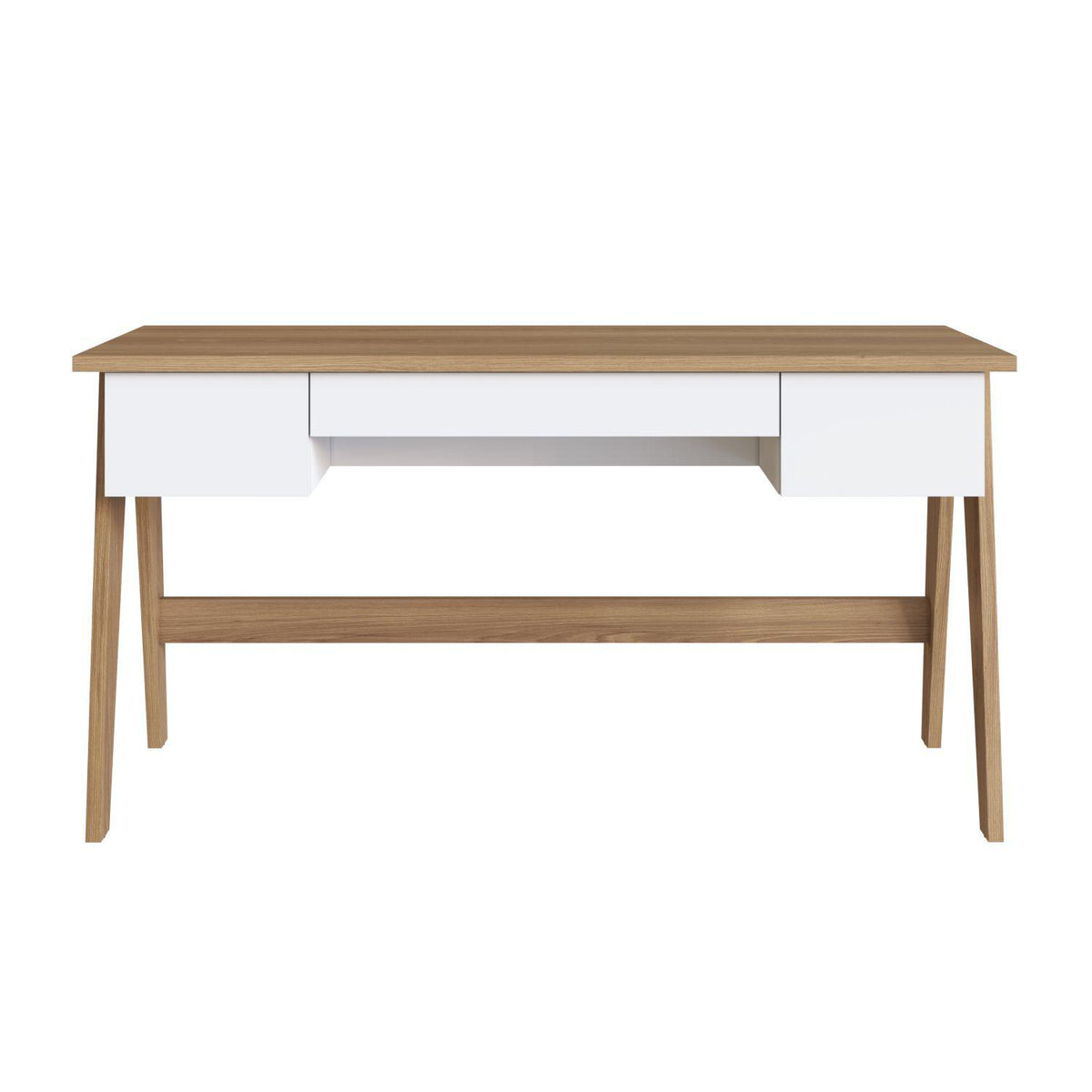 Escritorio Belga  Natural, Blanco 150X77X60