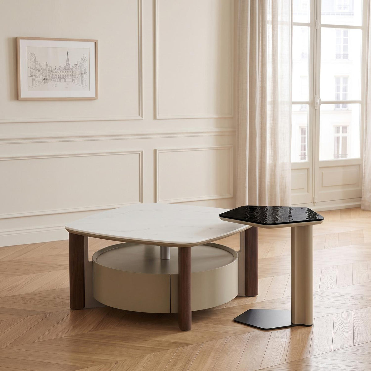 Mesa De Centro Cassari Blanco, Taupe