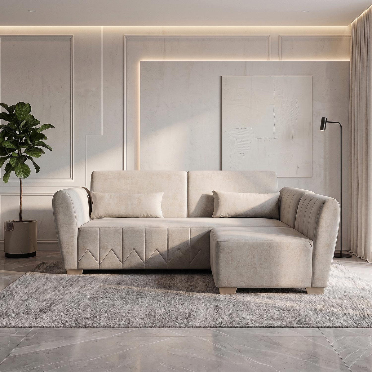 Sala Funcional Noah Velvet Luxury Sand, Champaña