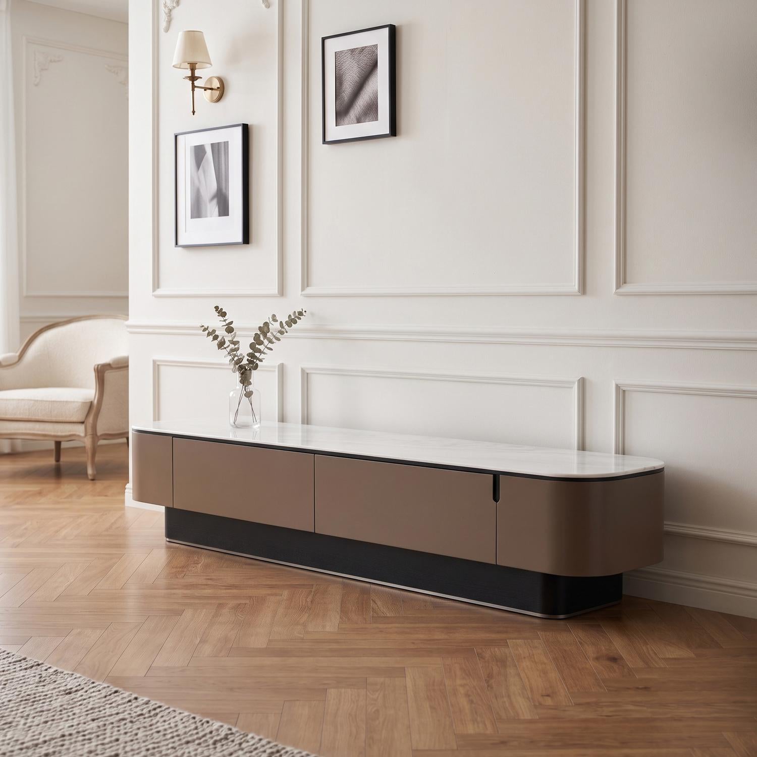 Mesa De Tv Camerun Negro, Marmol