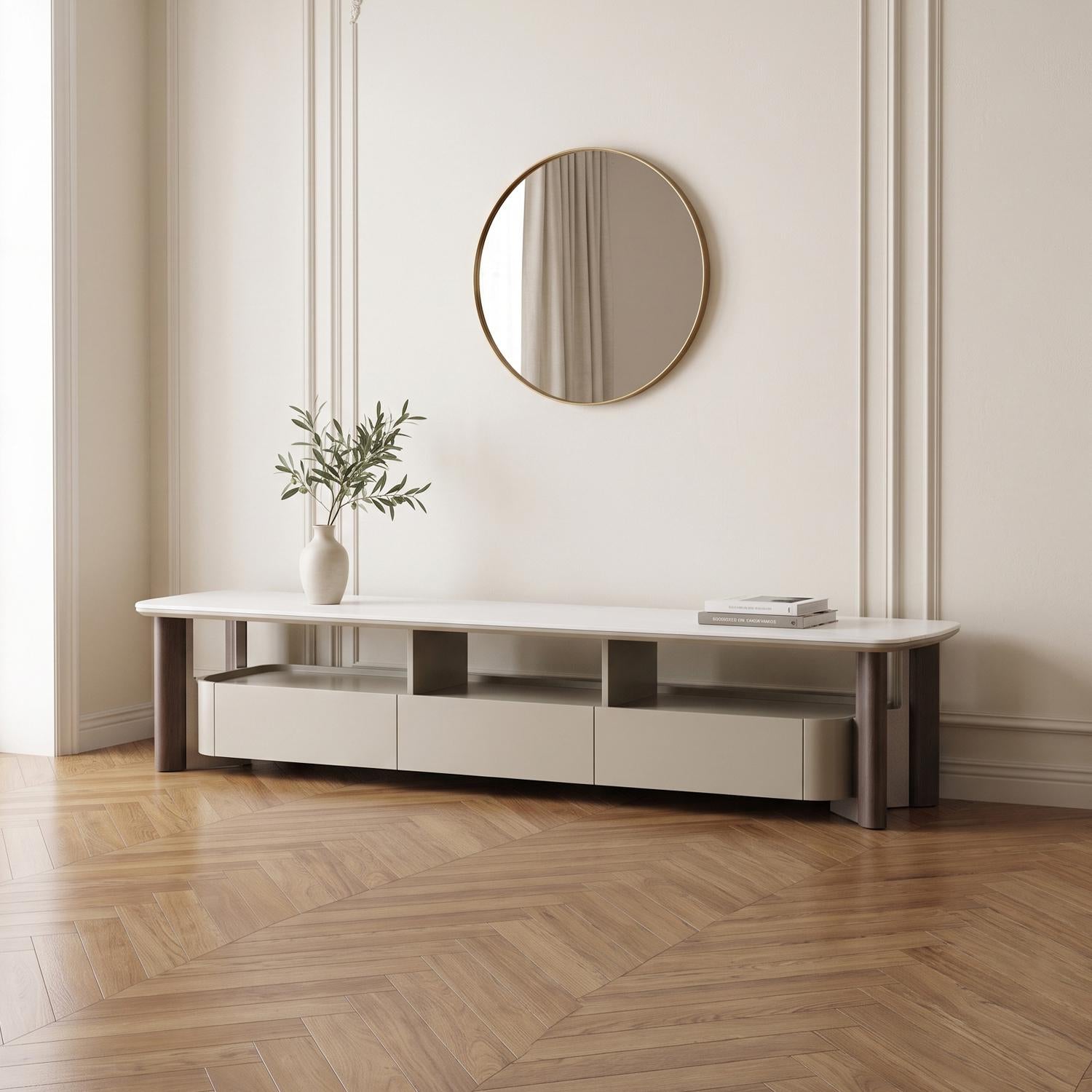 Mesa De Tv Cassari Blanco, Taupe