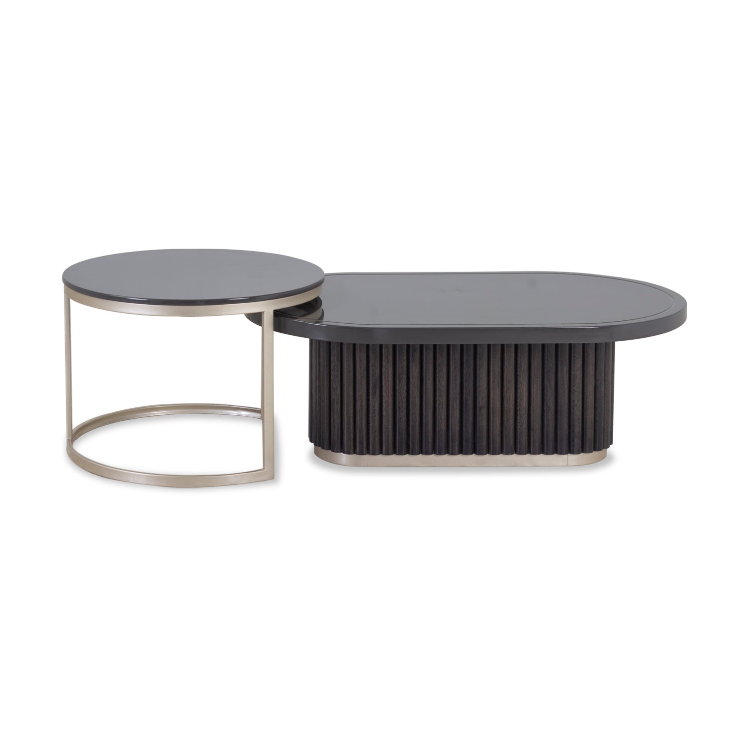 Mesa De Centro Brooklyn Plomo, Champaña Circular