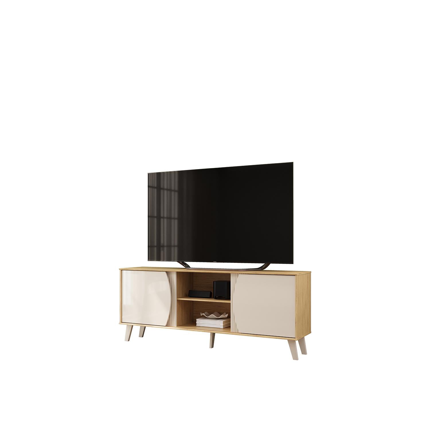 Mesa De Tv Donny 136X65X38 Champaña, Off White