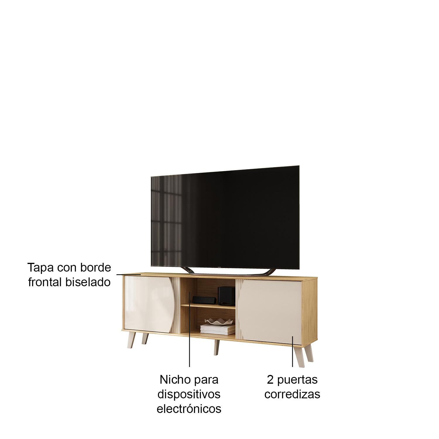 Mesa De Tv Donny 160X65X38 Natural, Off White