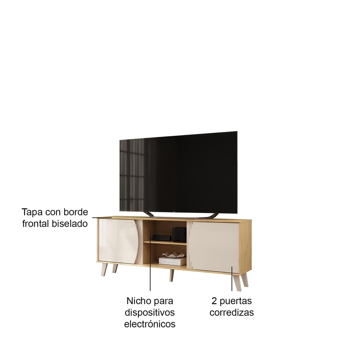 Mesa De Tv Donny 160X65X38 Natural, Off White