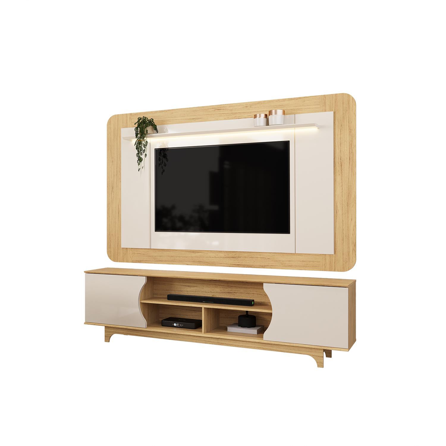 Centro de Entretenimiento Evora 220X1970X39 Natural, Off White