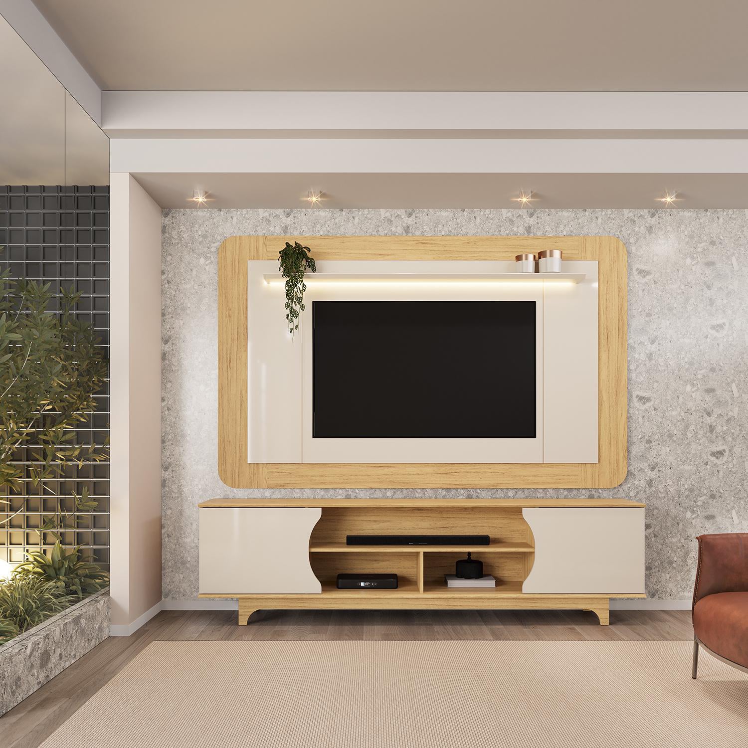 Centro de Entretenimiento Evora 220X1970X39 Natural, Off White