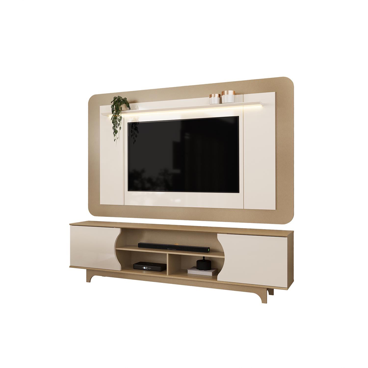 Centro de Entretenimiento Evora 220X1970X3 Champaña, Off White