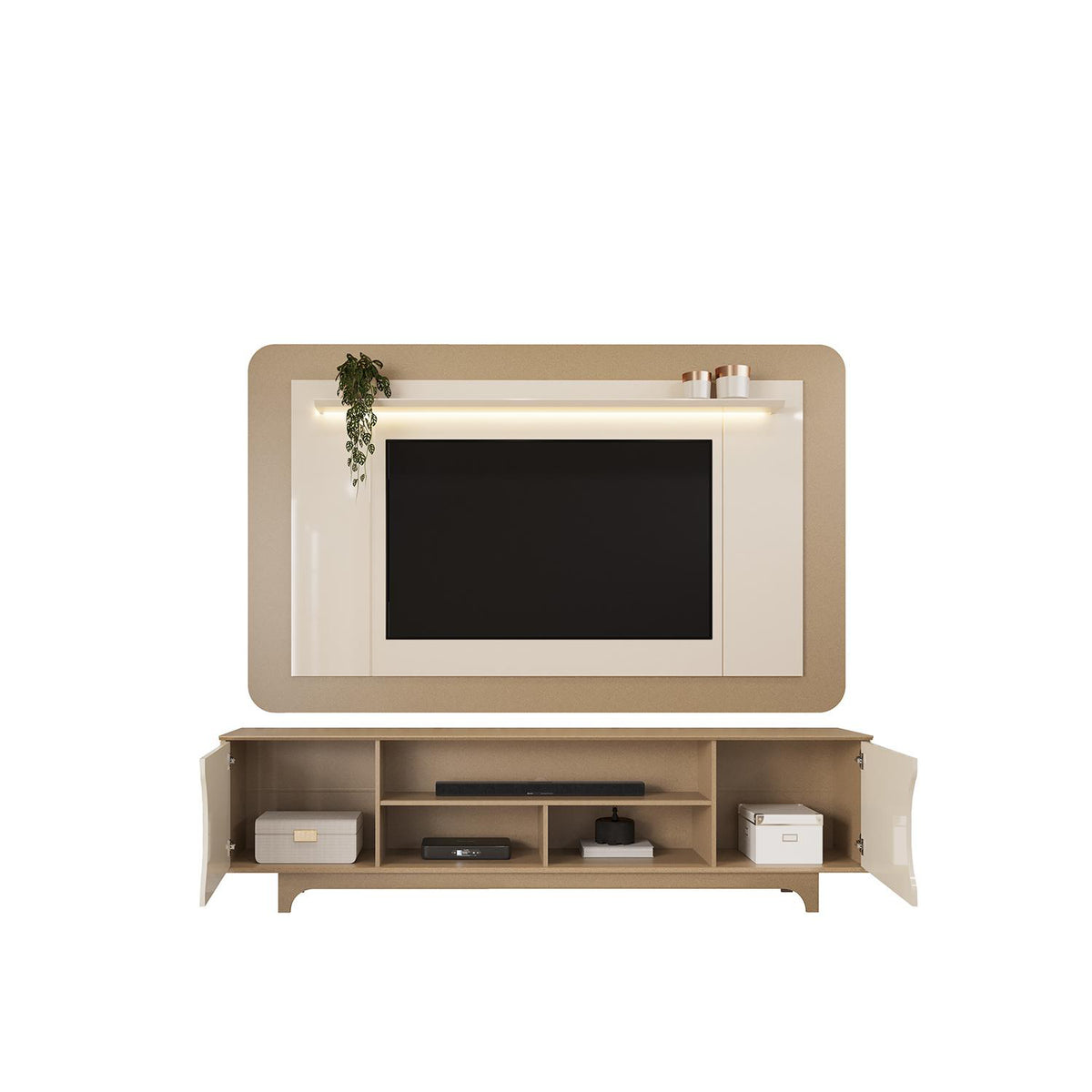 Centro de Entretenimiento Evora 220X1970X3 Champaña, Off White