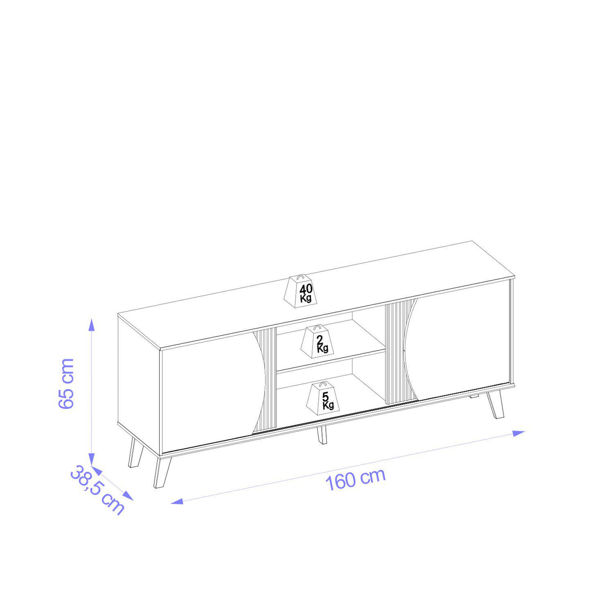 Mesa De Tv Donny 136X65X38 Champaña, Off White