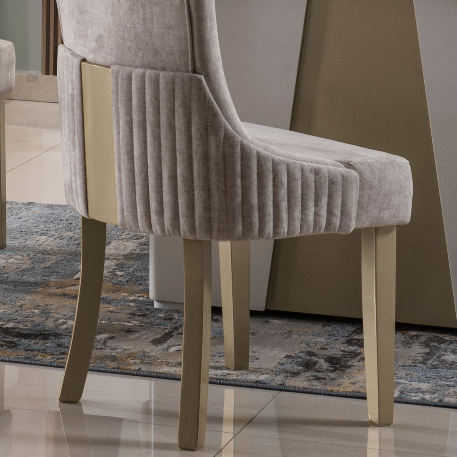 Silla Comedor Roma Velvet Marmol, Champaña