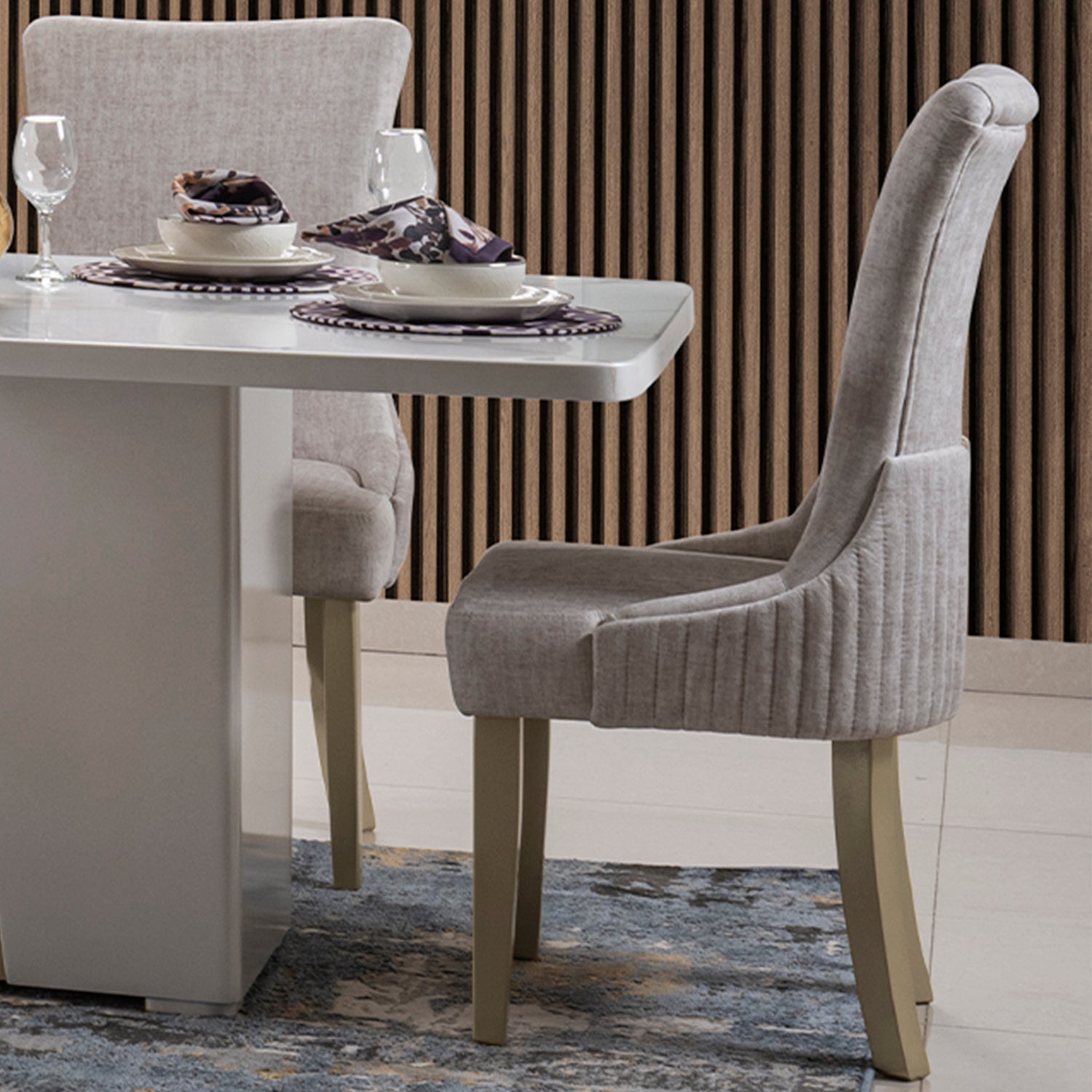 Silla Comedor Roma Velvet Marmol, Champaña