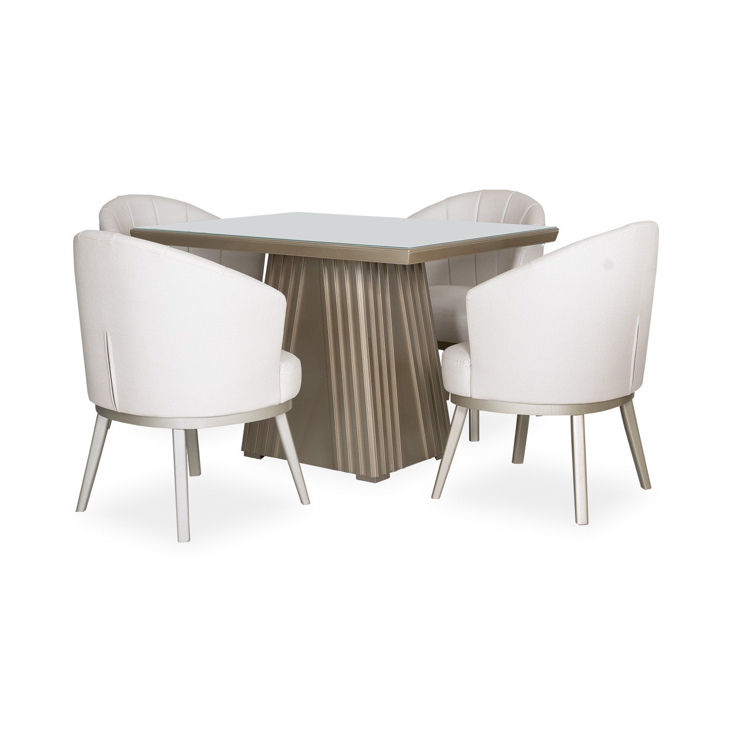 Comedor 4 Puestos Jansen Eurolino Fiore Perla, Champaña Ultraglass