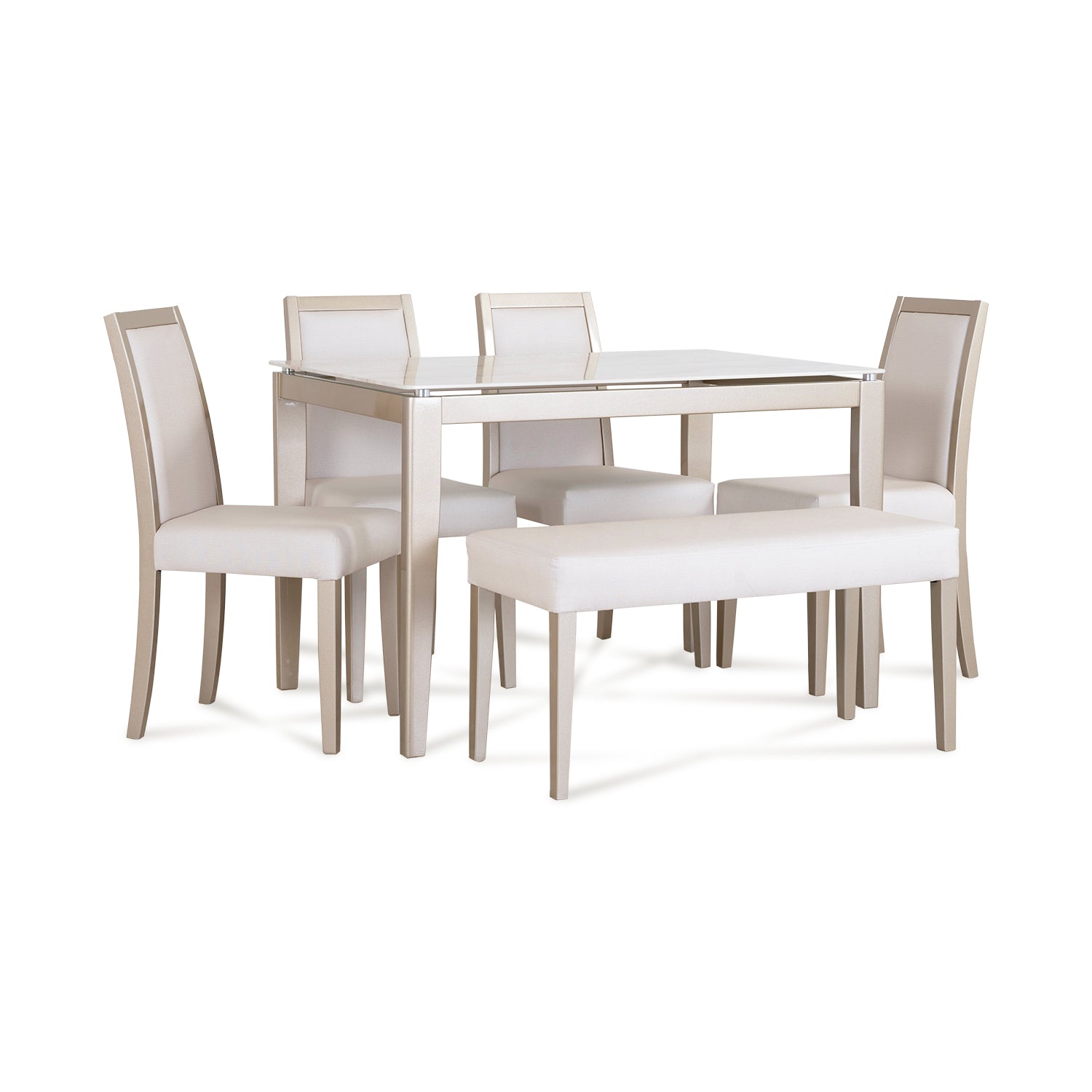 Comedor 6 Puestos Agnes Eurolino Perla, Champaña