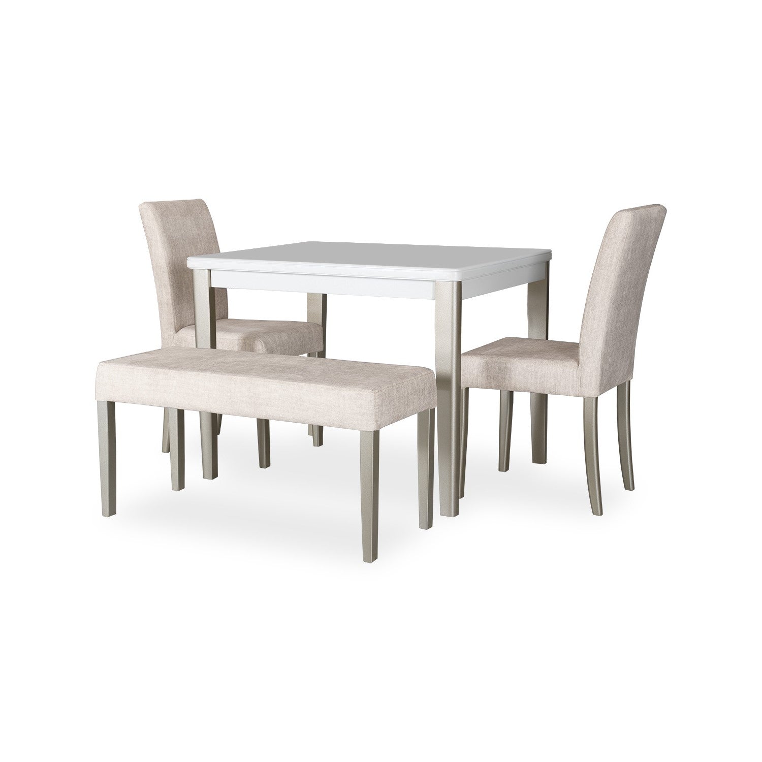 Comedor 4 Puestos Line Velvet Azafran Crudo, Champaña