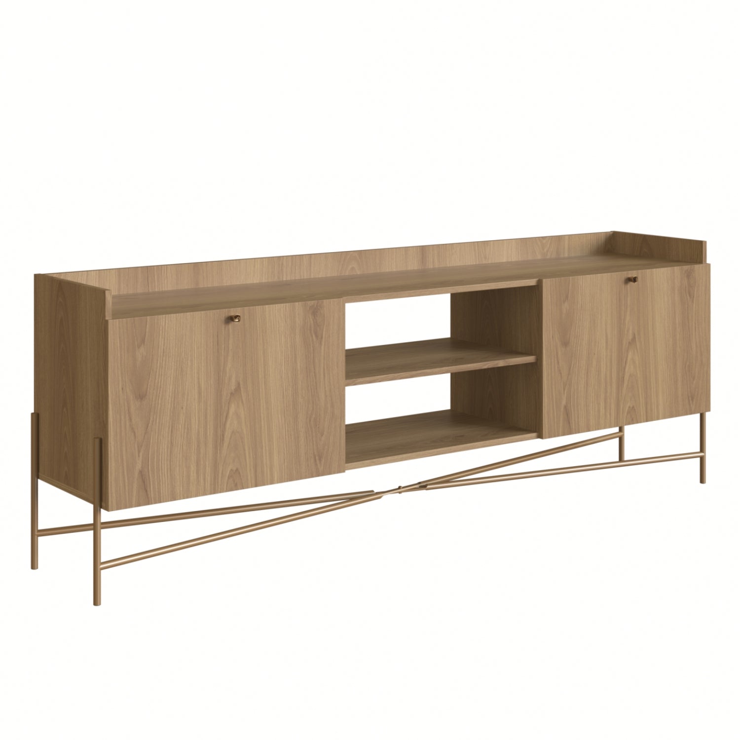 Mesa De Tv Box Natural, Dorado 183X66X37