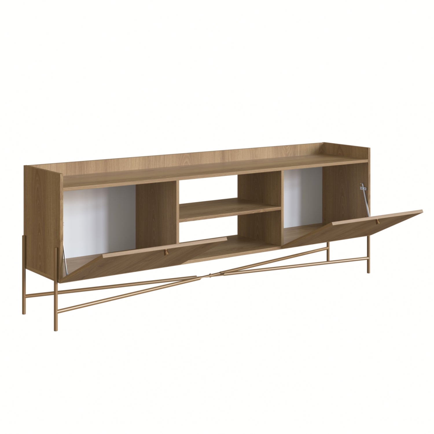 Mesa De Tv Box Natural, Dorado 183X66X37