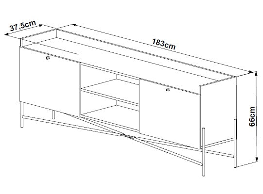 Mesa De Tv Box Natural, Dorado 183X66X37