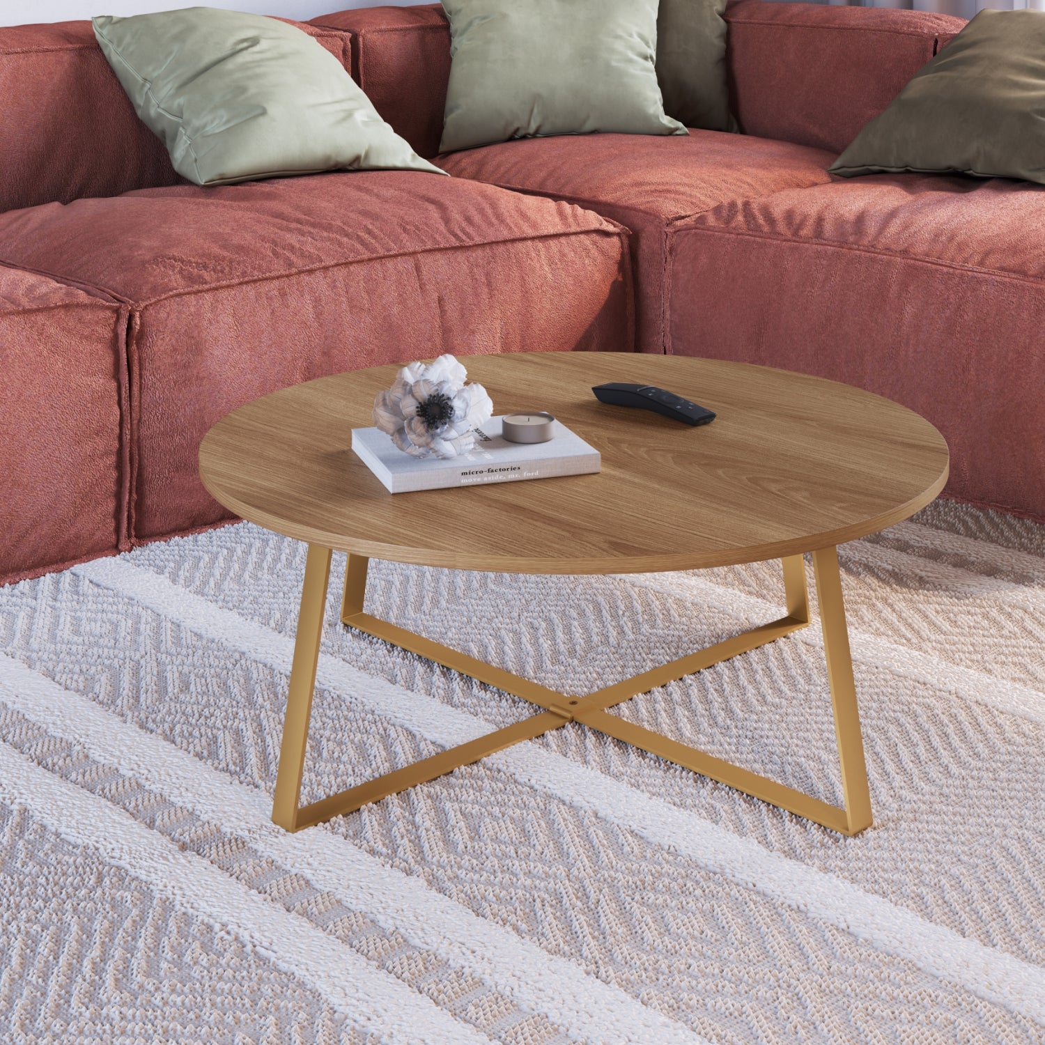 Mesa De Centro Lilo Natural, Dorado Premium