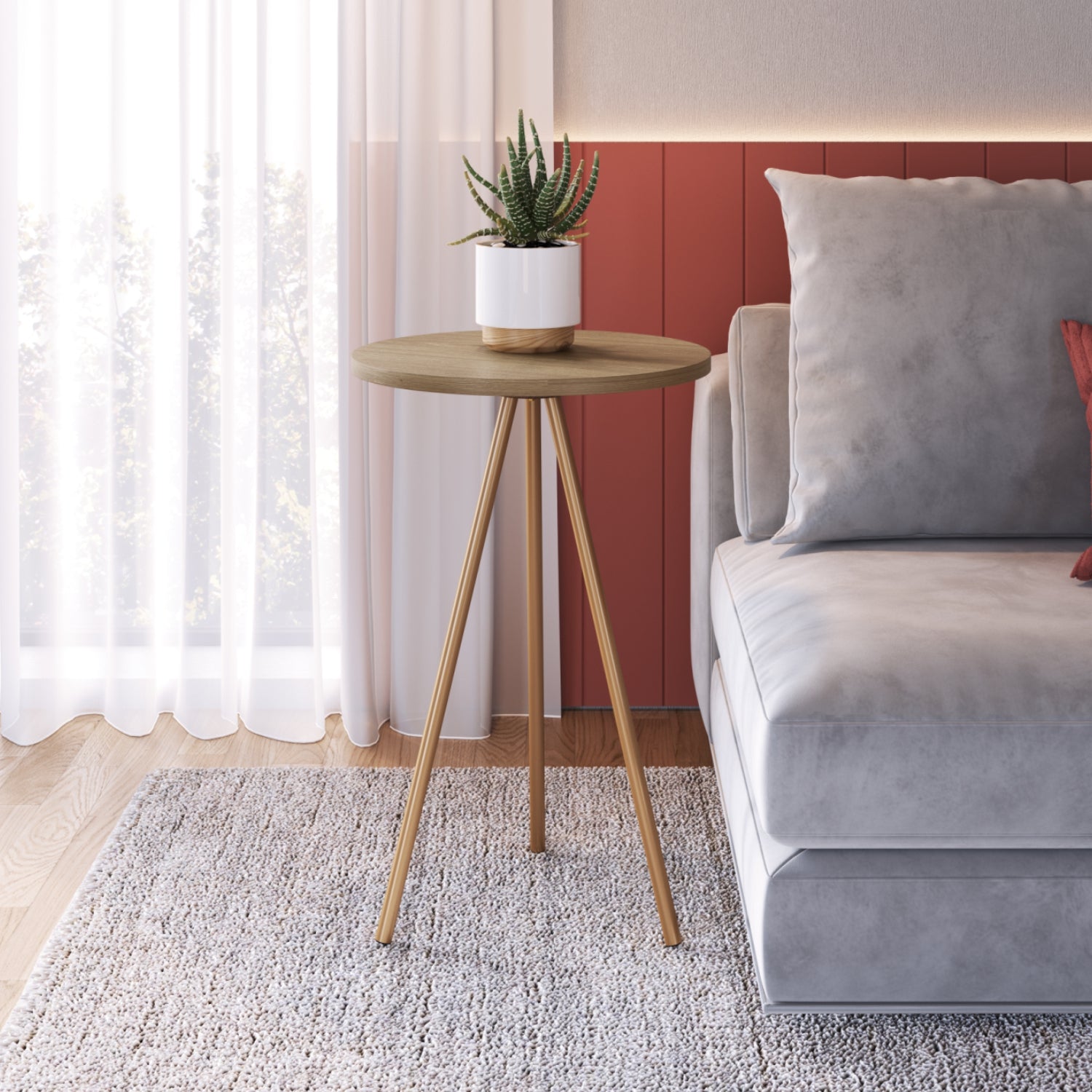 Mesa Auxiliar Lilo Natural, Dorado Medium