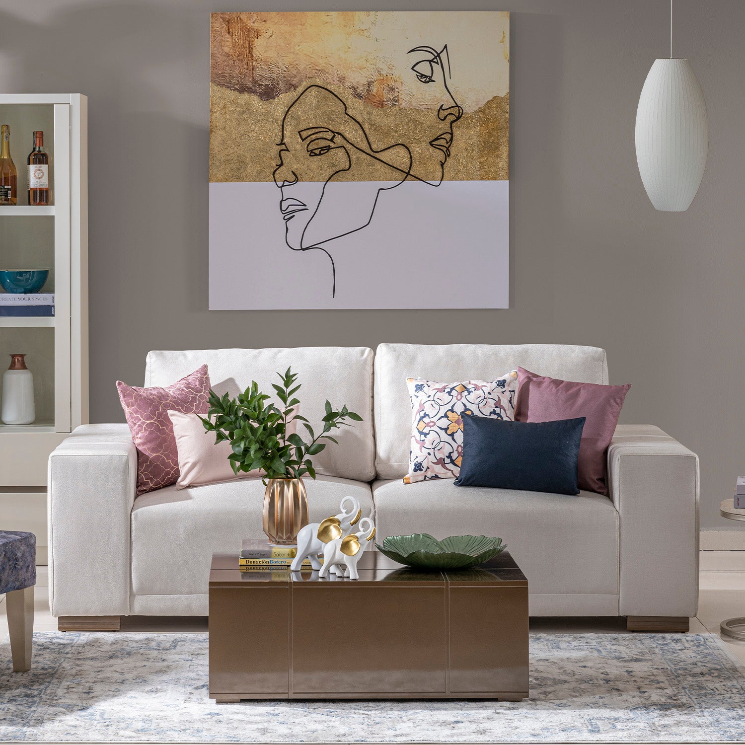 Sofá 2 Puestos Almati Lino Cadiz Crudo