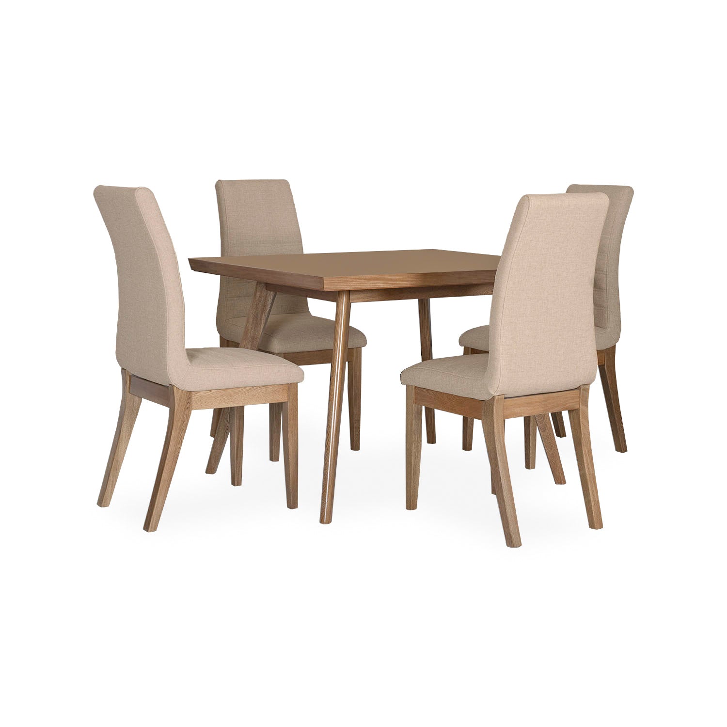Comedor 4 Puestos Bruno Eurolino Marfil,  Natural