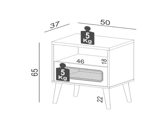 Mesa de Noche Amelia/Mimbre