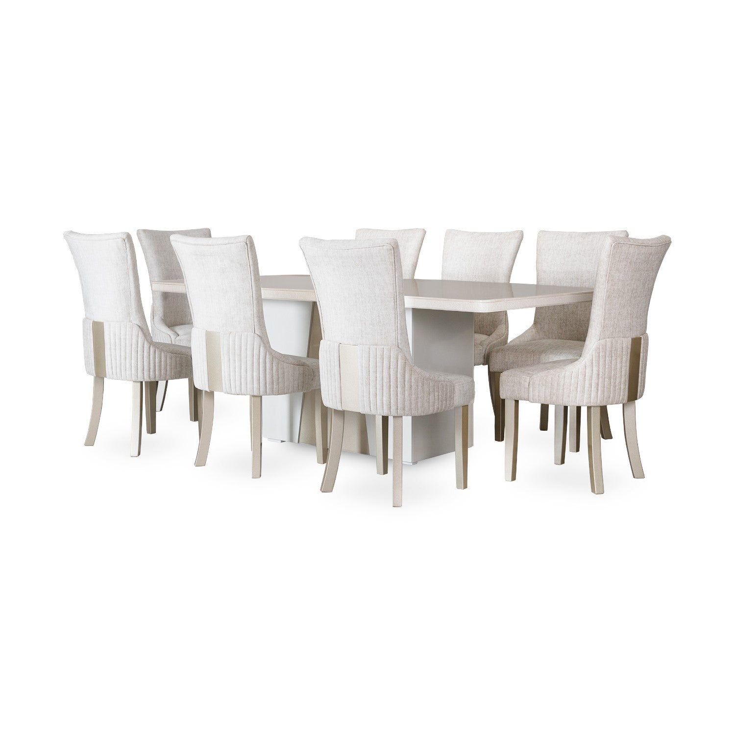 Comedor 8 Puestos Roma Velvet Atlas Marmol, Champaña