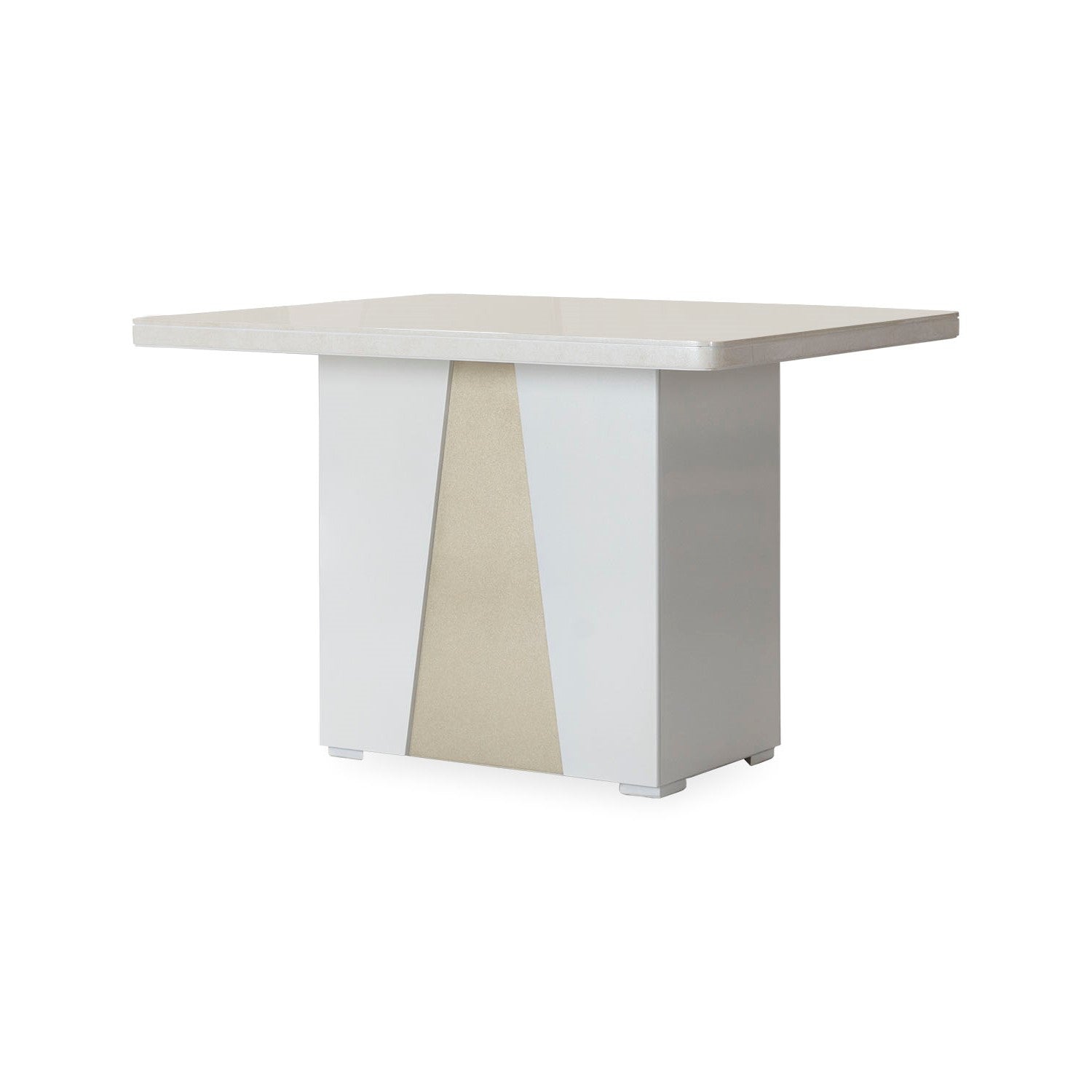 Mesa Comedor 4 Puestos Roma Blanco Perla, Champaña Marmolizada