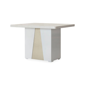 Mesa Comedor 4 Puestos Roma Blanco Perla, Champaña Marmolizada