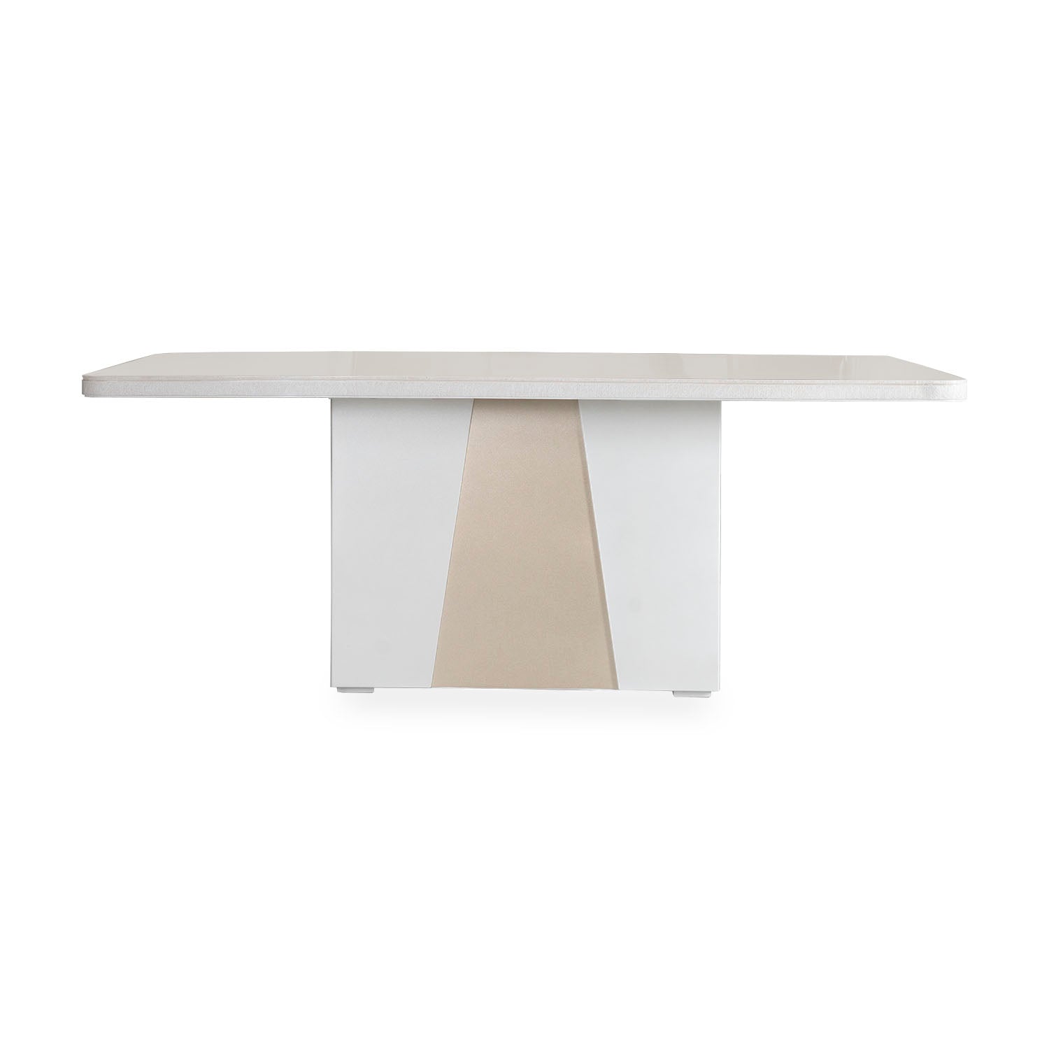 Mesa Comedor 8 Puestos Roma Blanco Perla, Champaña Marmolizado