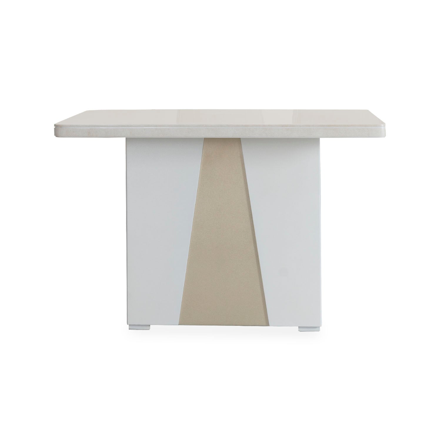 Mesa Comedor 4 Puestos Roma Blanco Perla, Champaña Marmolizada
