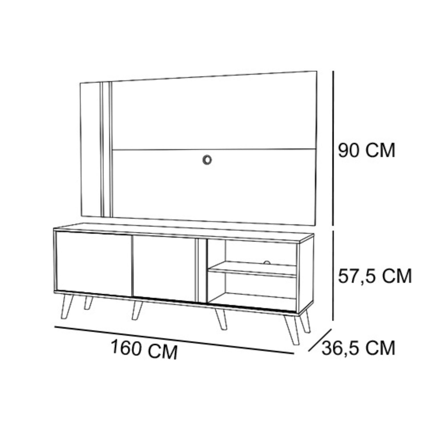 Centro De Entretenimiento Luka Off White, Marmol 160X148X37