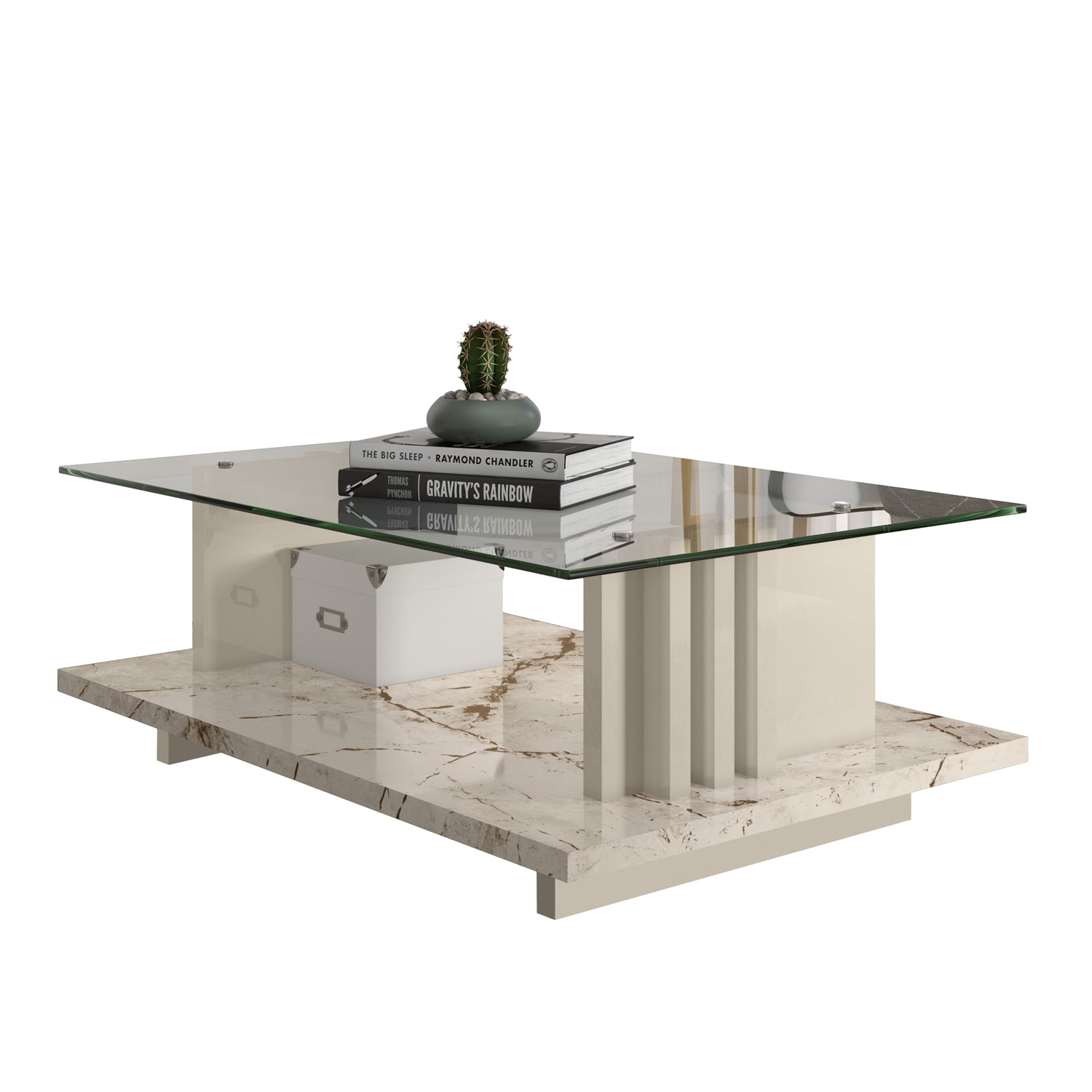 Mesa Centro Luka Off White, Marmol