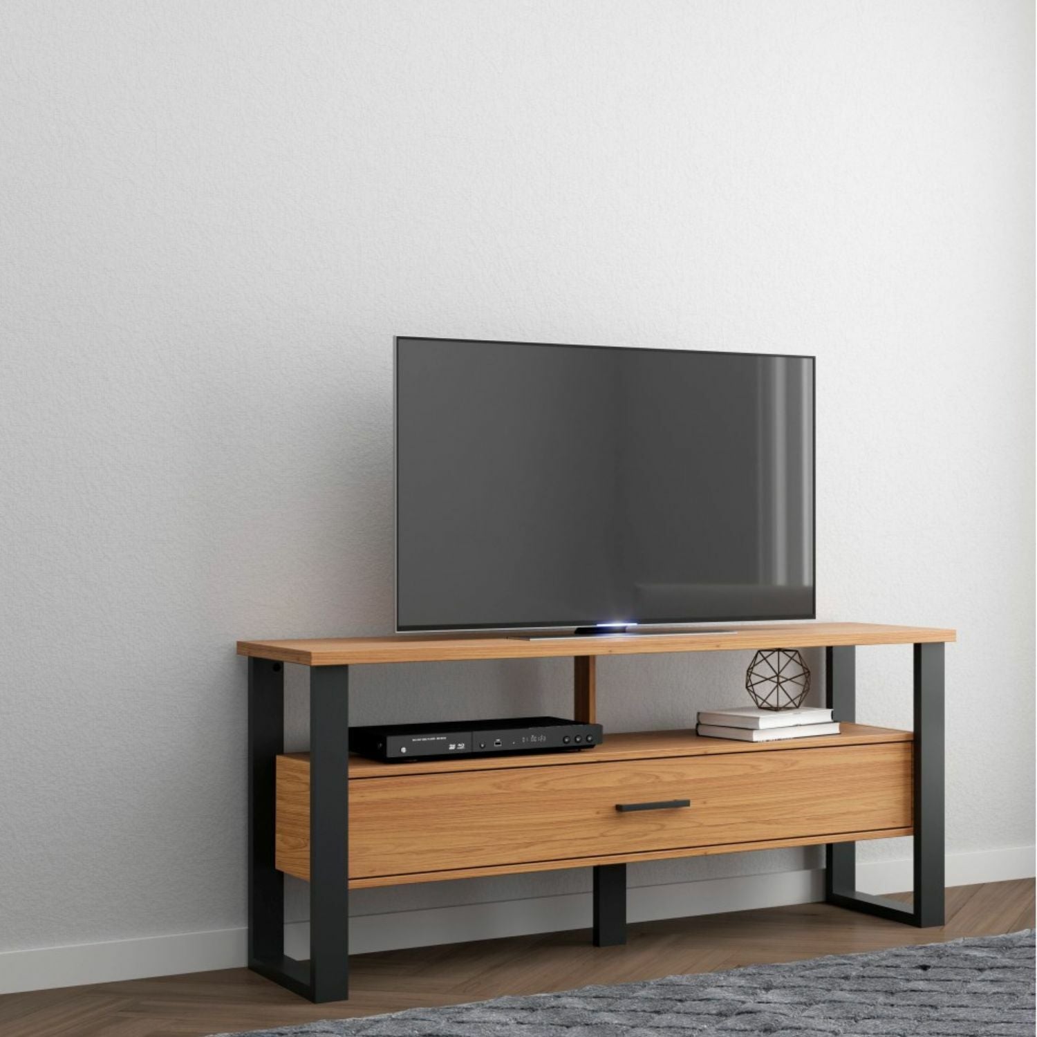 Mesa De Tv Cox Natural, Negro 140X60