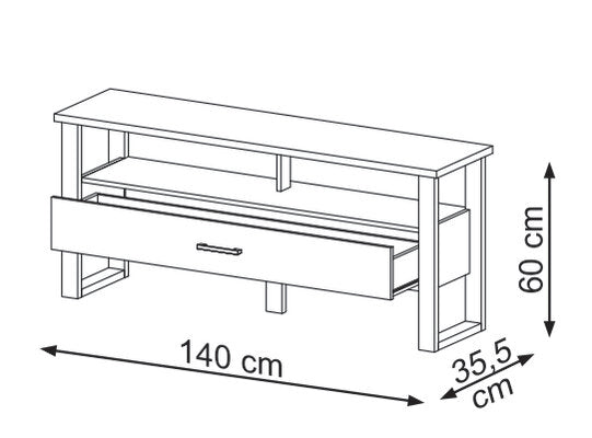 Mesa De Tv Cox Natural, Negro 140X60