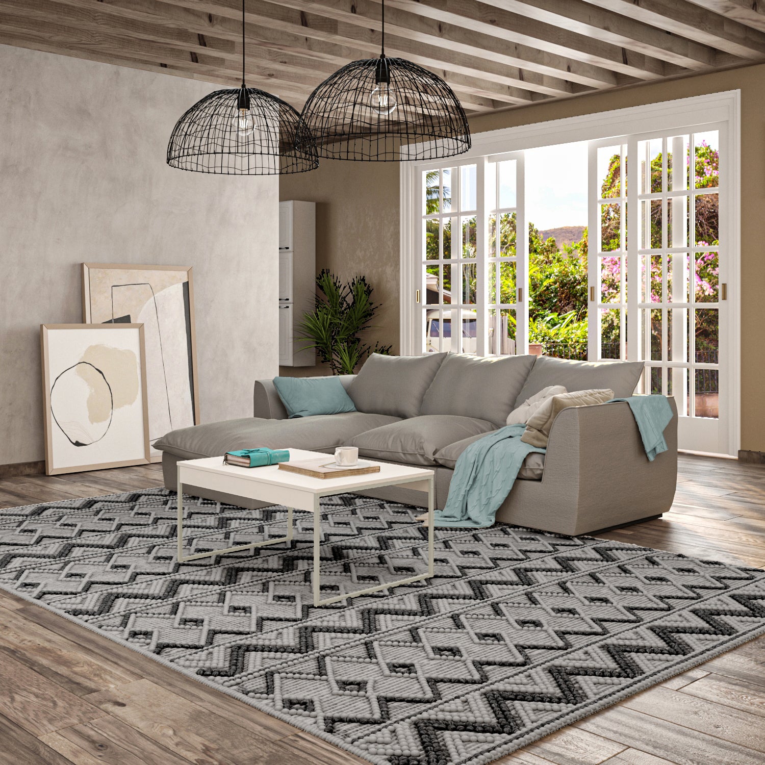 Mesa De Centro Jax Off White, Plata