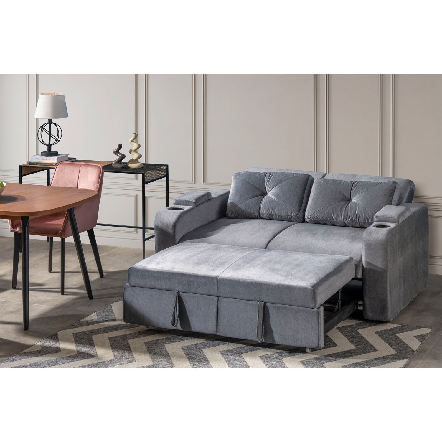 Sofá  Cama Boston Velvet Suprema Gris