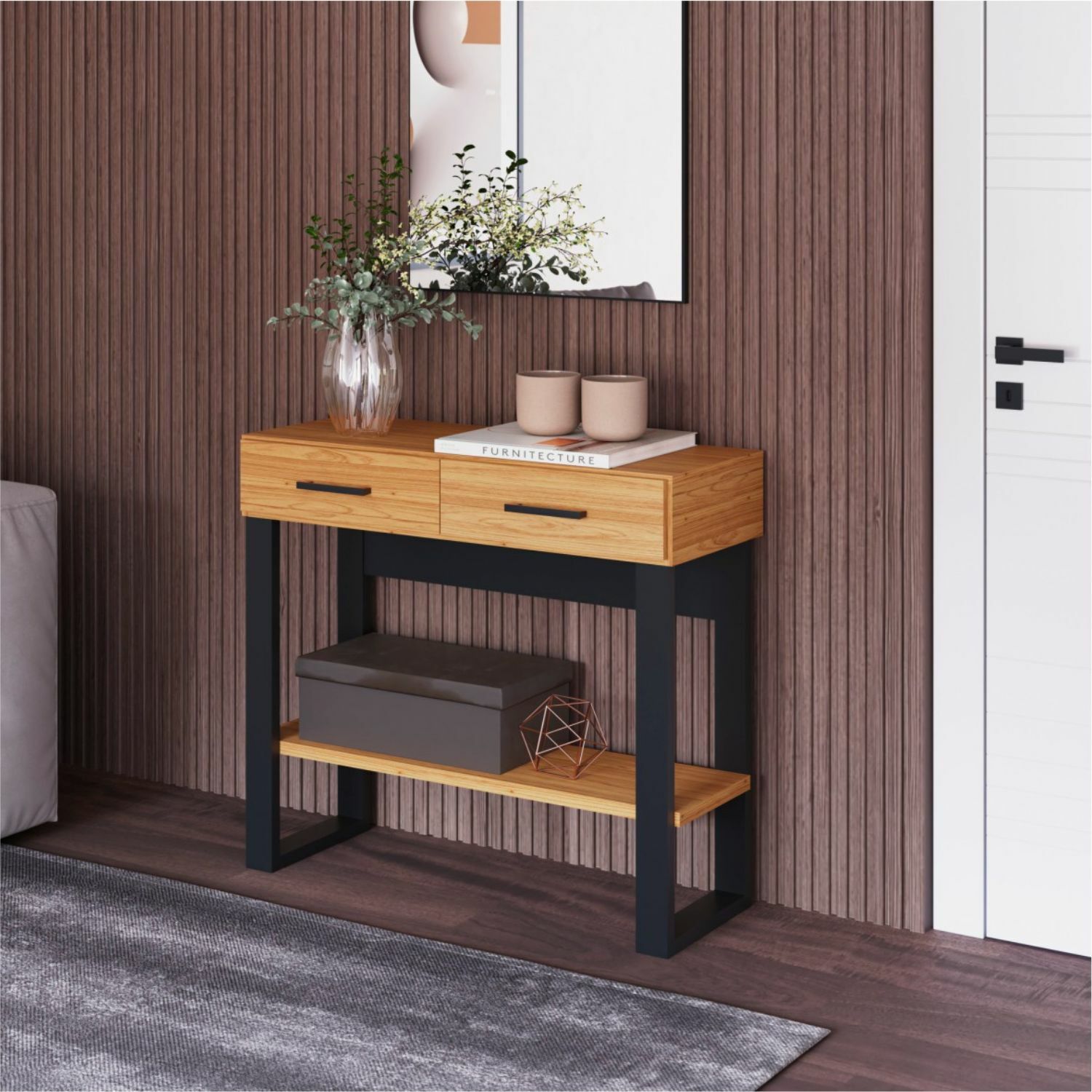 Consola Cox Natural, Negro