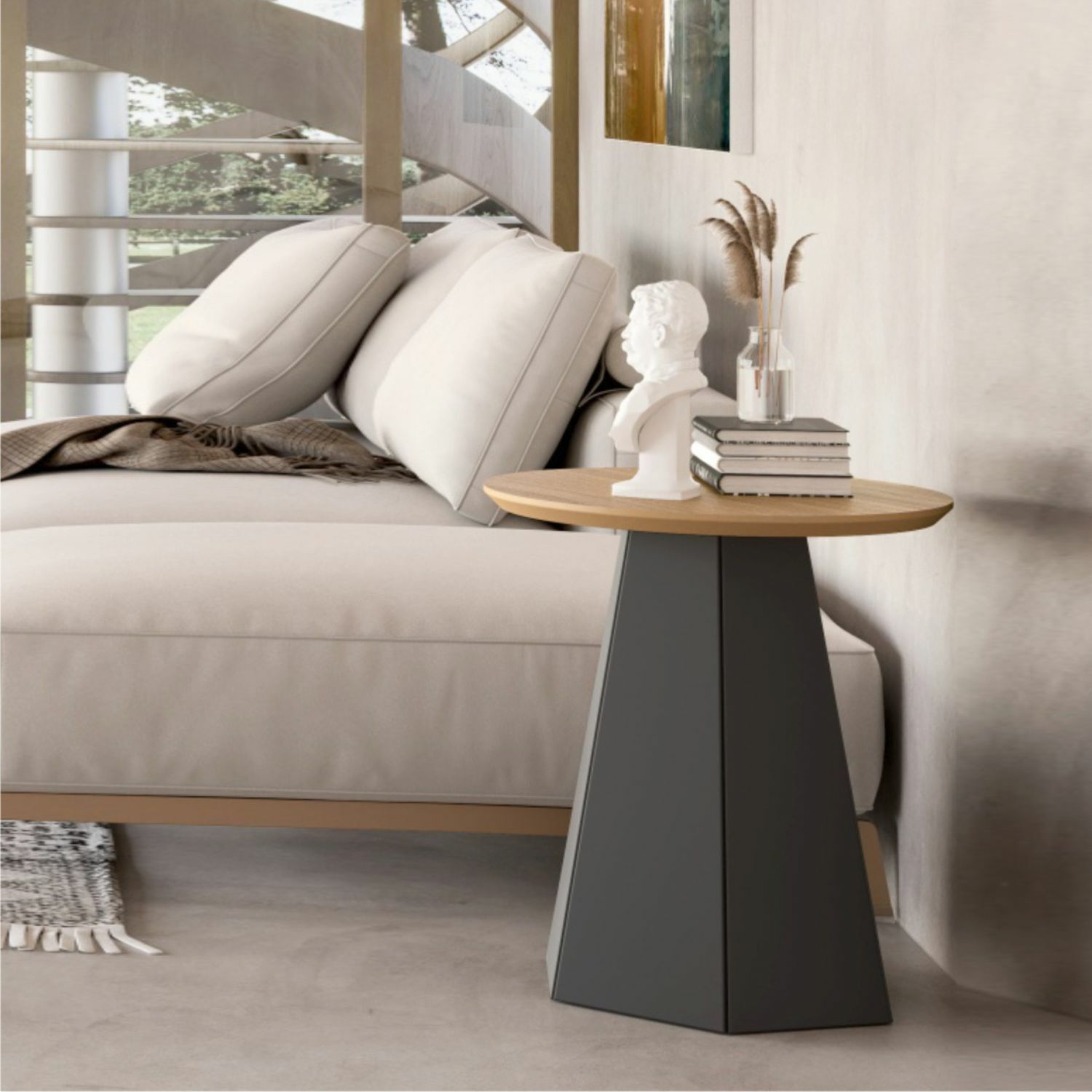 Mesa Auxiliar Madeira Natural, Negro