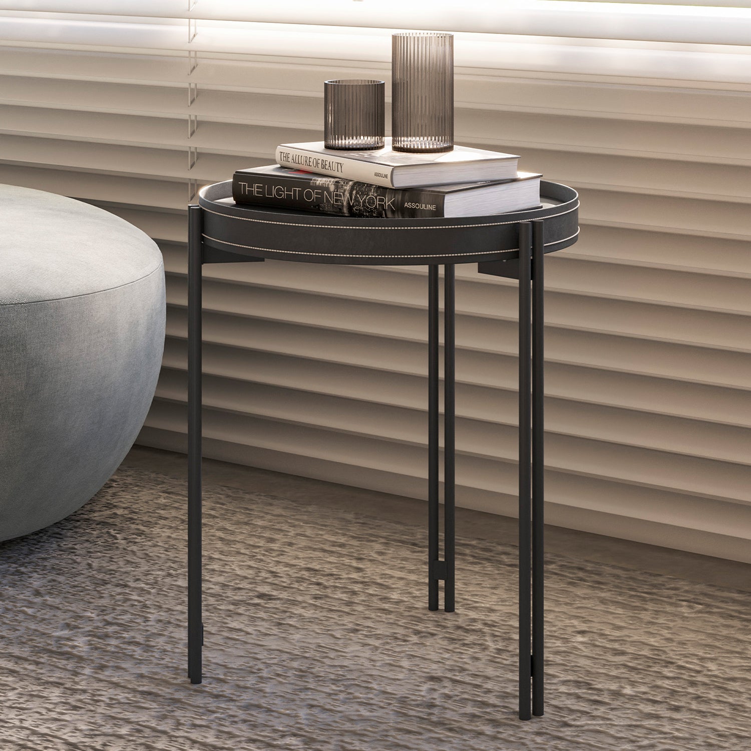 Mesa Auxiliar Liam Eurocuero Negro