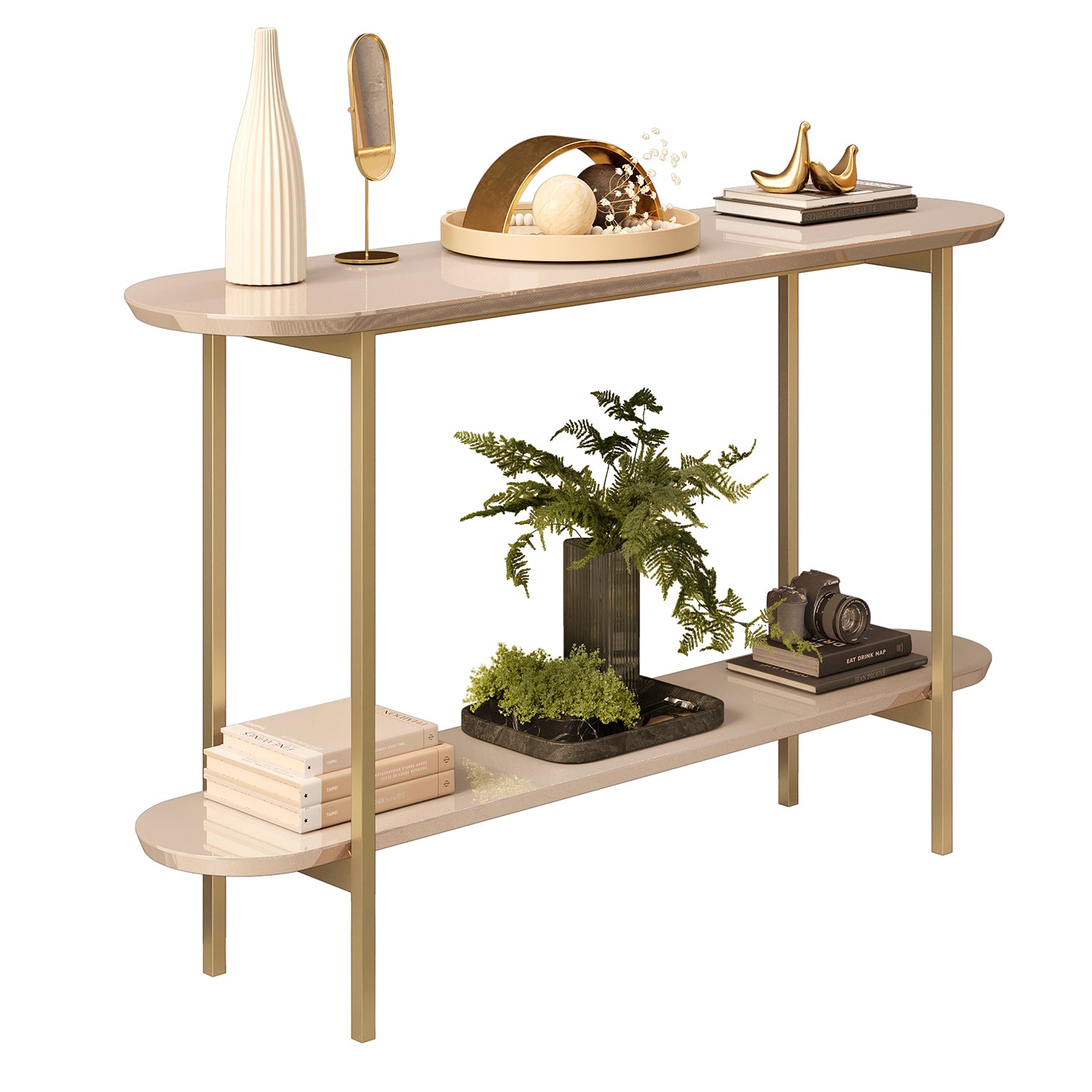 Consola Charlot Off White, Dorado