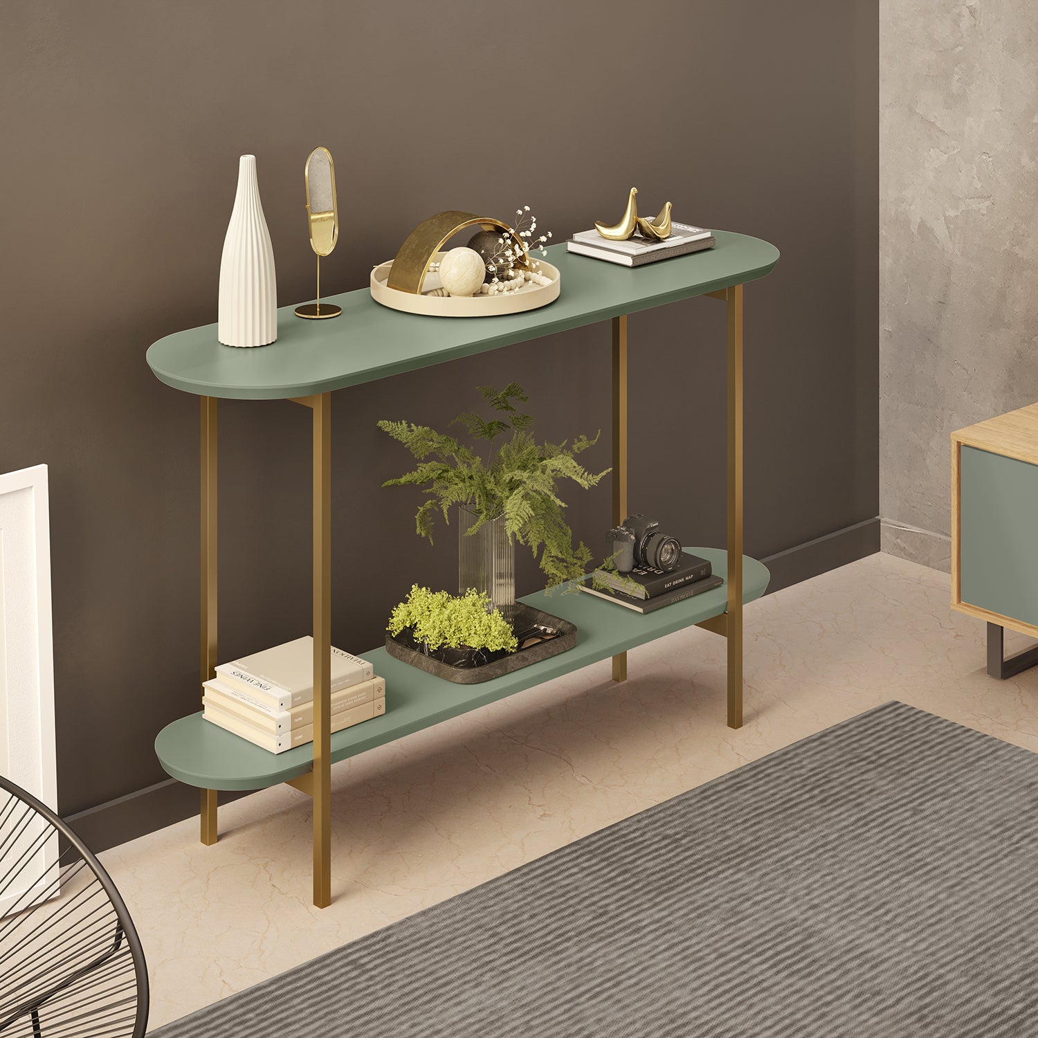 Consola Charlot Olivo, Dorado